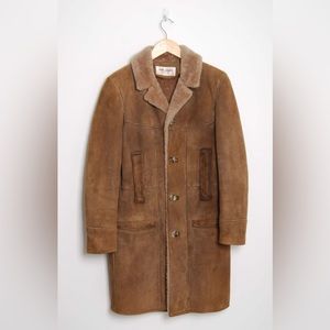 Authentic Yves Saint Laurent Brown Sheepskin Coat 100% Shearling Midi Overcoat